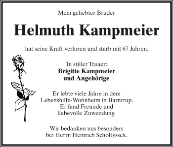 Traueranzeigen Von Helmuth Kampmeier Lz Trauer